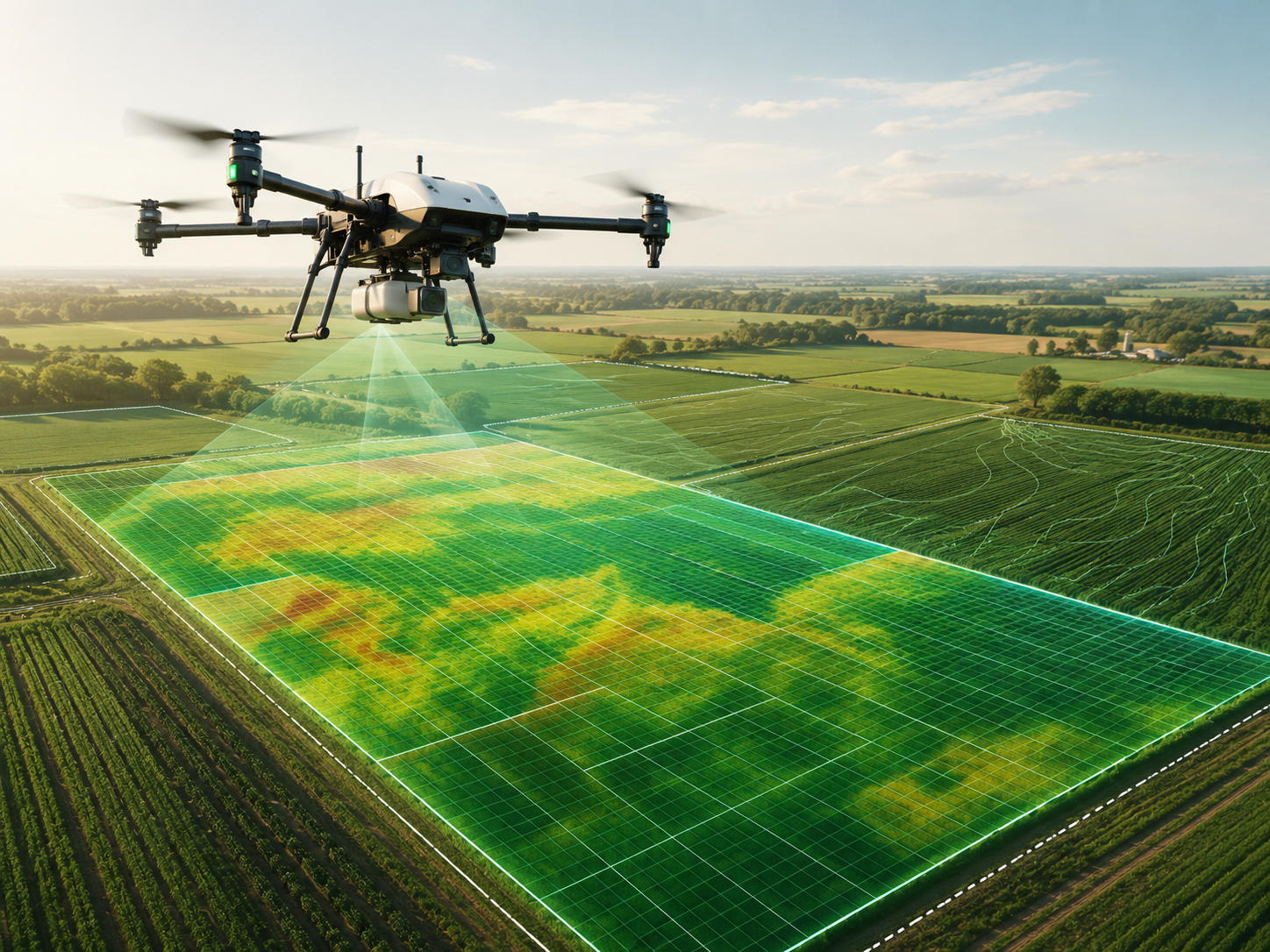 Mapa de relevamiento aéreo con datos de cultivo