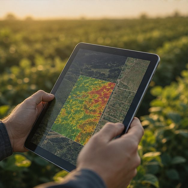 Tablet con una visualización de datos de un lote